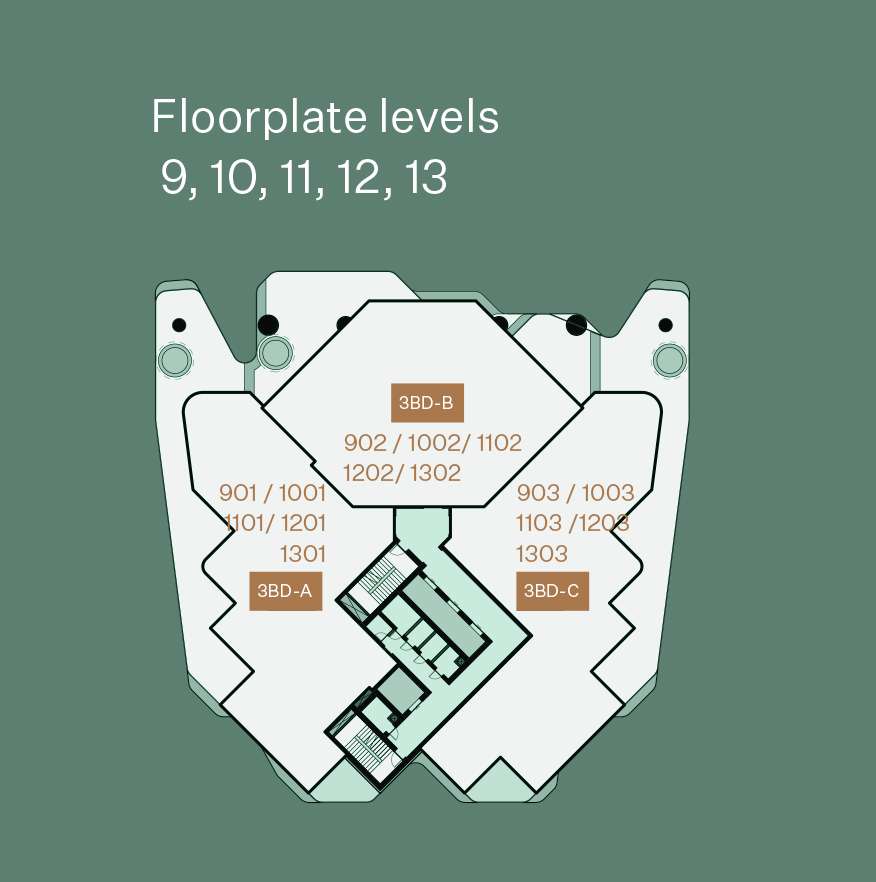 FloorPlate Level, 9, 10, 11, 12, 13