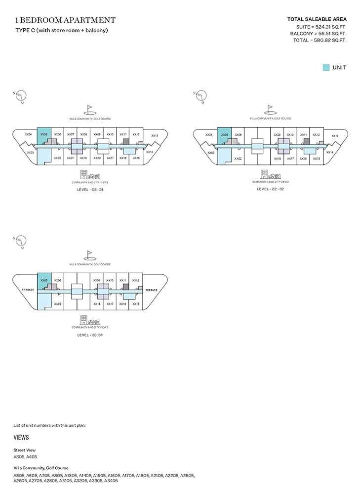 TYPE C - 1 BHK - SOBHA ORBIS