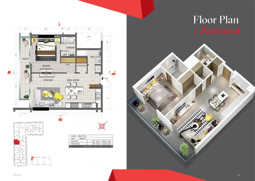 25248_1 Bedroom, Size 892 Sq Ft