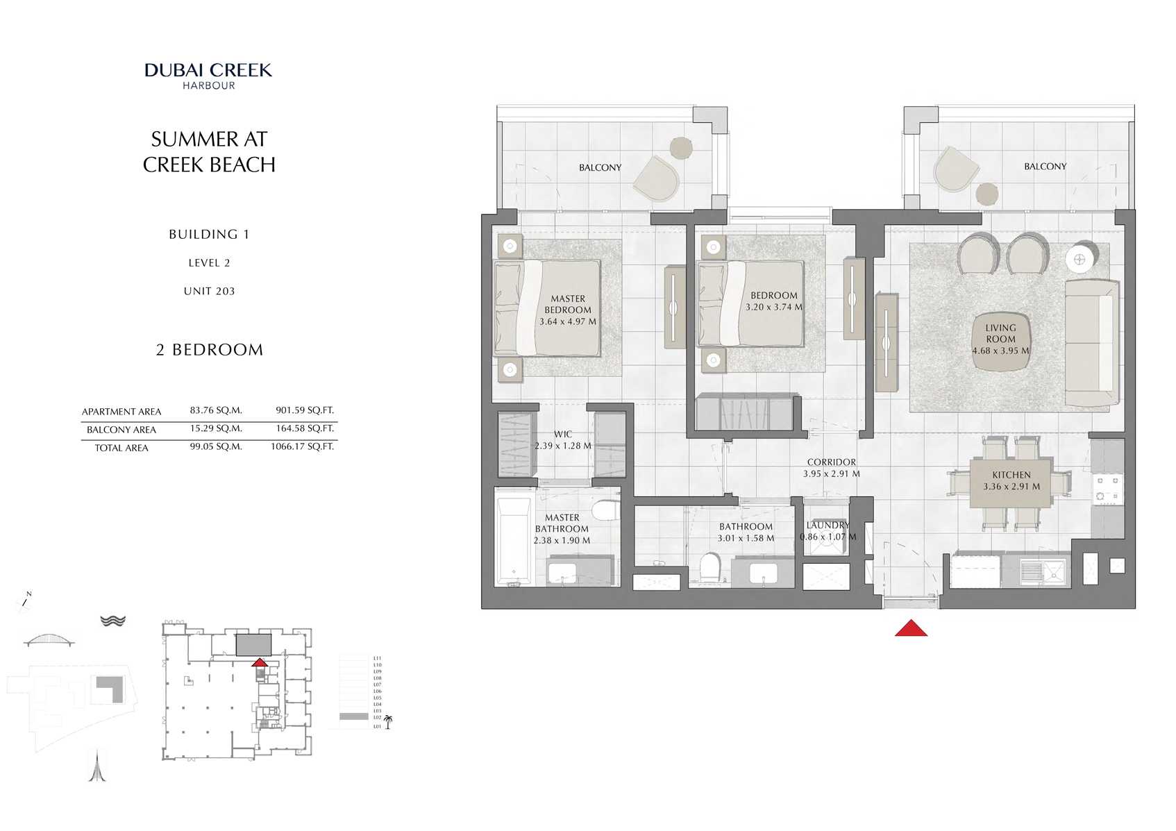 1 Br Building 1 Level 2 Unit 203, Size 1066 Sq Ft