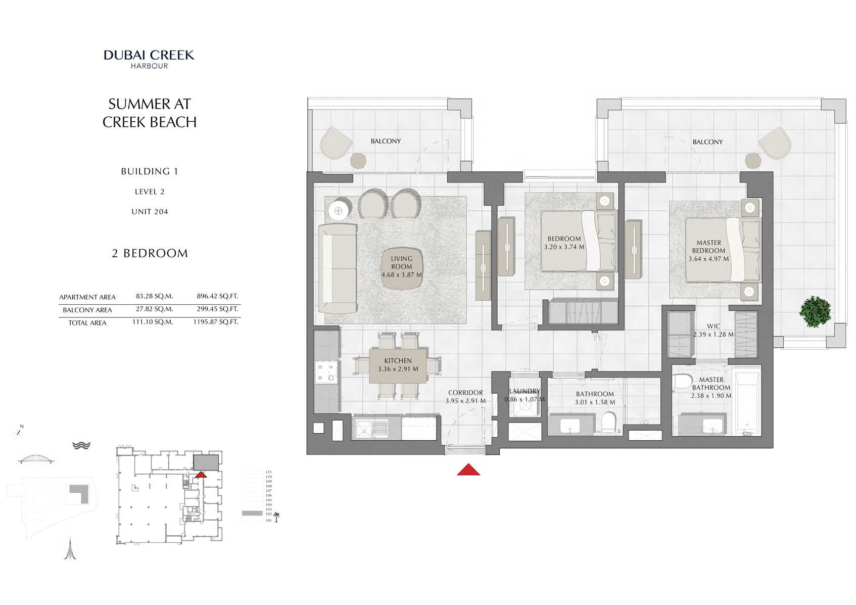 1 Br Building 1 Level 2 Unit 204, Size 1195 Sq Ft
