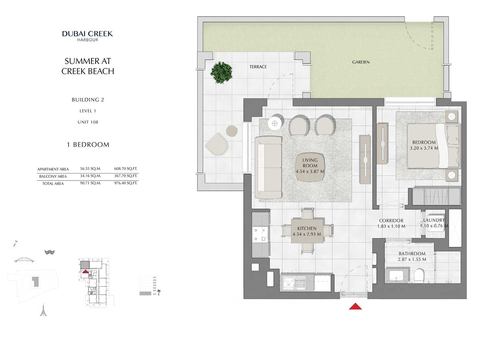 1 Br Building 2 Level 1 Unit 108, Size 976 Sq Ft