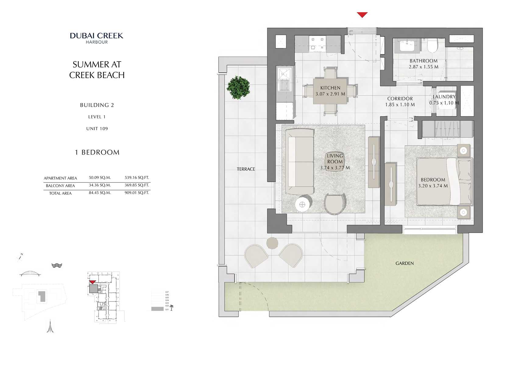 1 Br Building 2 Level 1 Unit 109, Size 909 Sq Ft