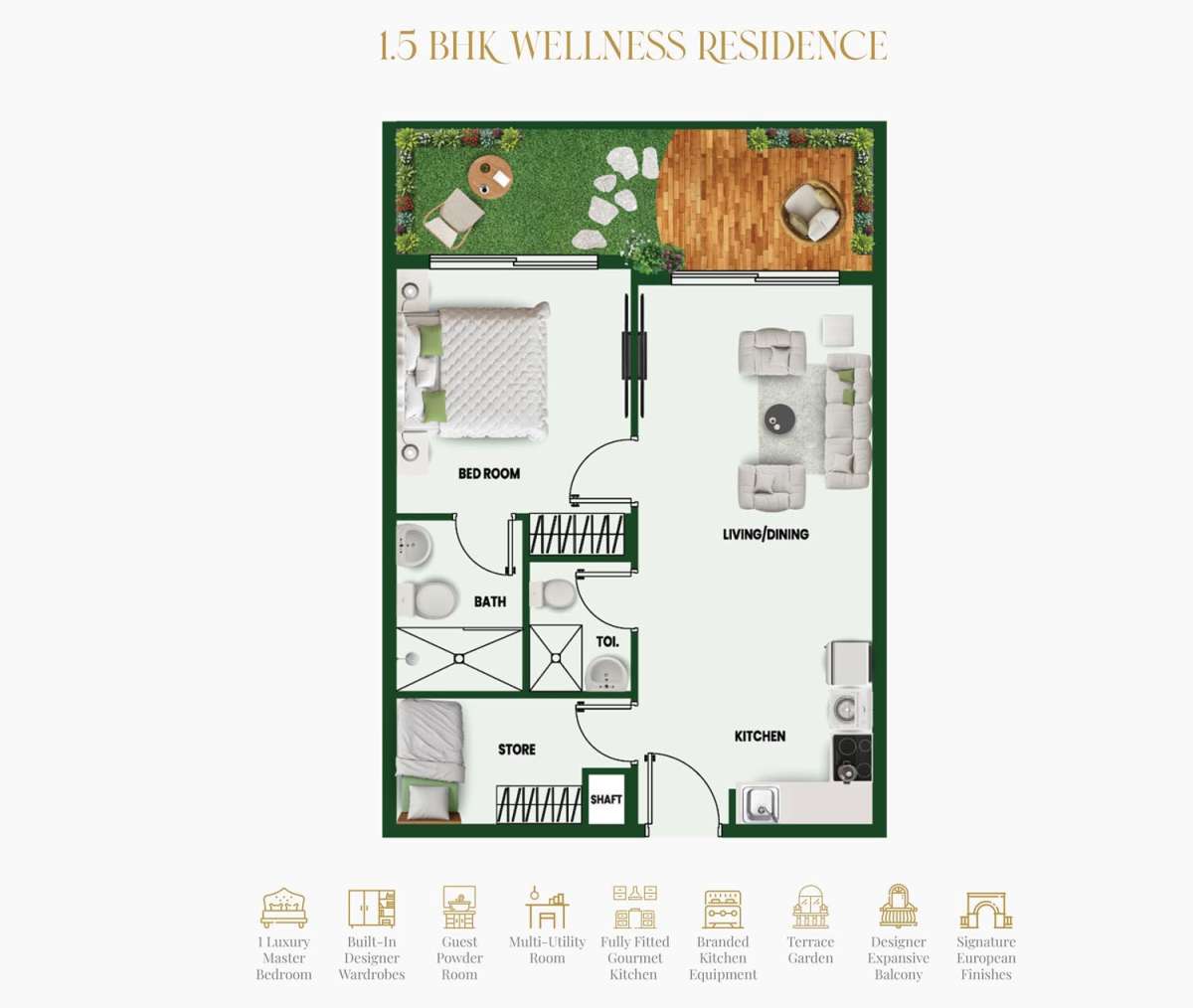 1.5 Bedroom Store Vincitore Wellness Estate-TOWER B