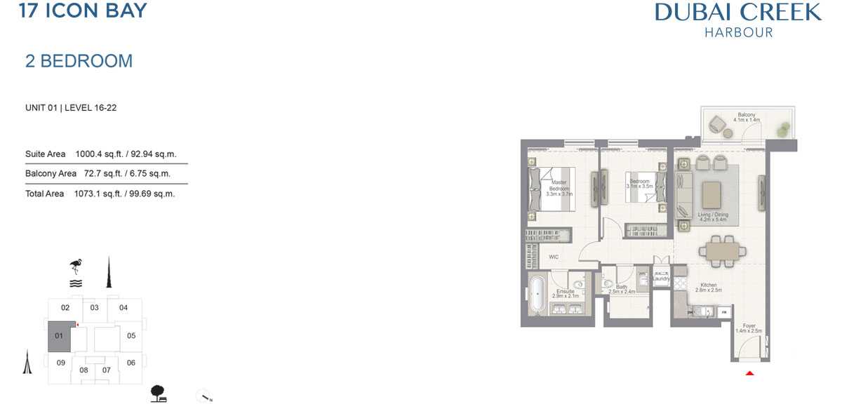 2 BR, Unit 1, Level 16-22- 17 Icon Building 1