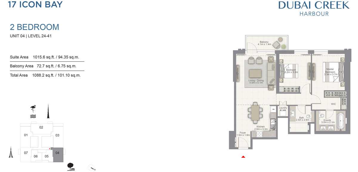 2 BR, Unit 4, Level 24-41- 17 Icon Building 1