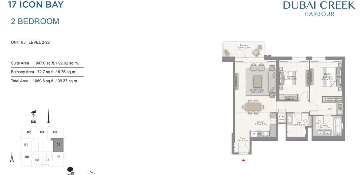 2 BR, Unit 5, Level 2-22- 17 Icon Building 1