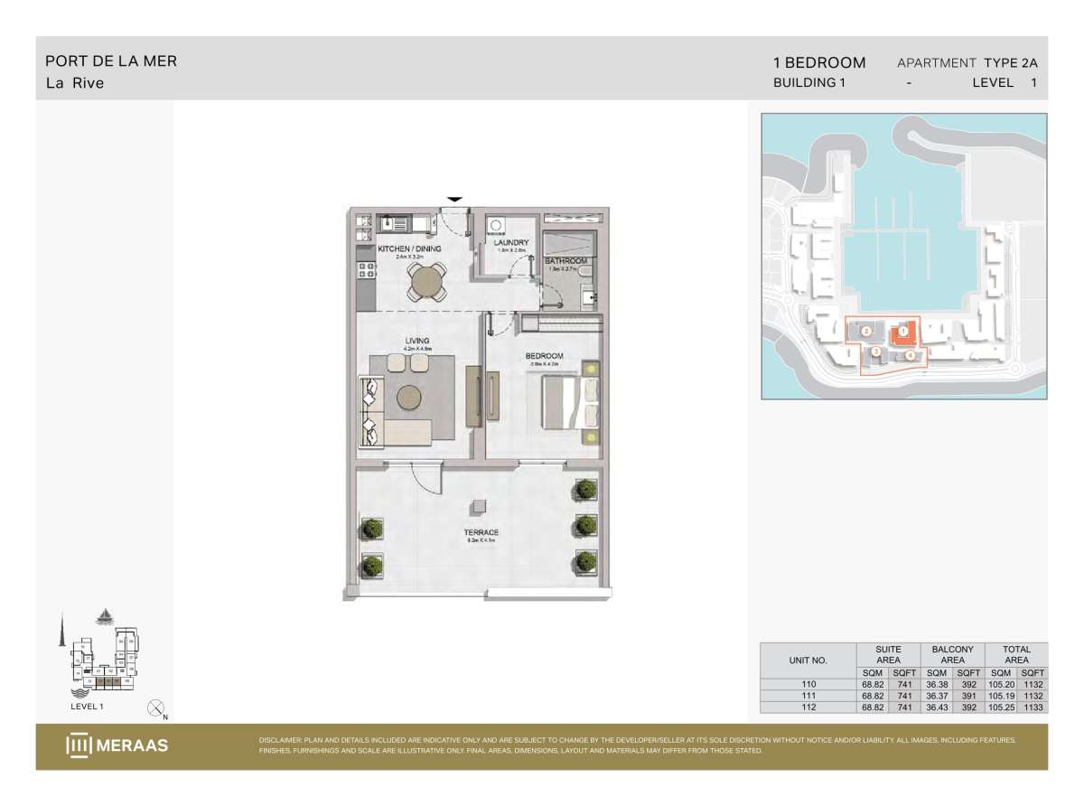 2A-1BHK-Type 2A - Unit 110,111,112