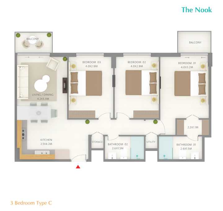 14615_3 Bedroom - Type C- The Nook - Wasl Gate_copy_96