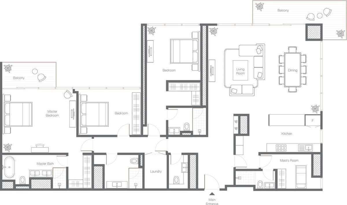 3 Bedroom Type 3B, Size 2341 Sq Ft