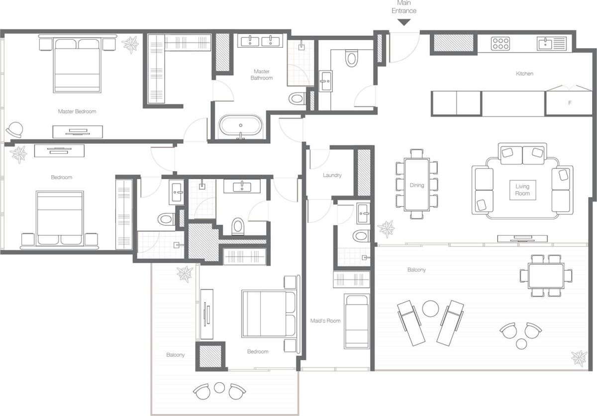 3 Bedroom Type 3C, Size 2409 Sq Ft