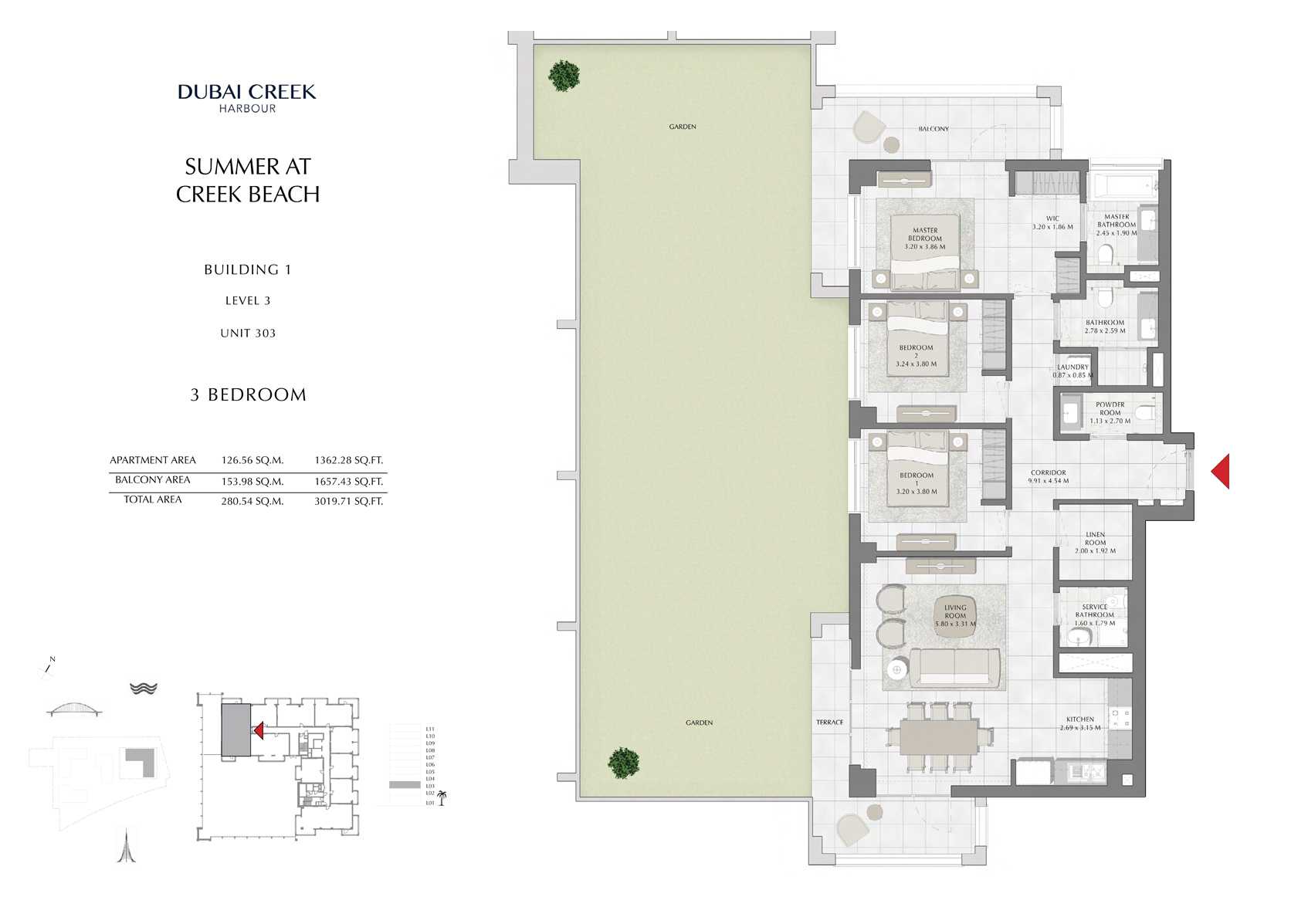 3 Br Building 1 Level 3 Unit 303, Size 3019 Sq Ft