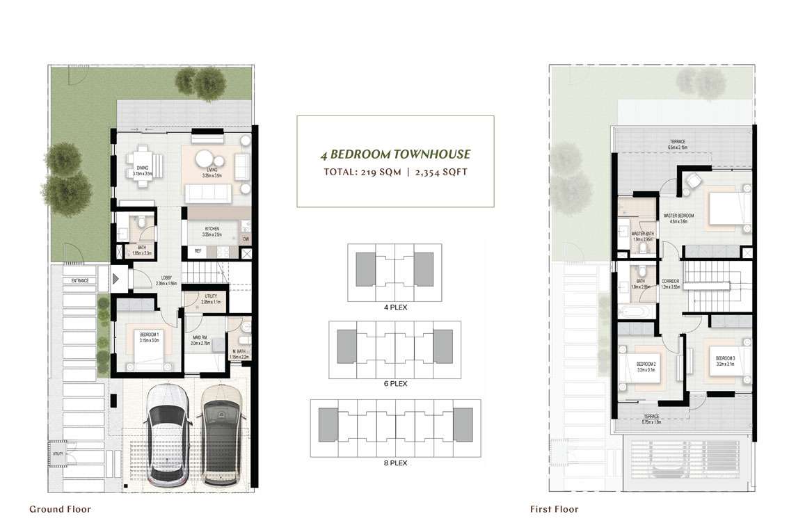 4 BR Townhouses, Size 2354 sq.ft ELAN 1