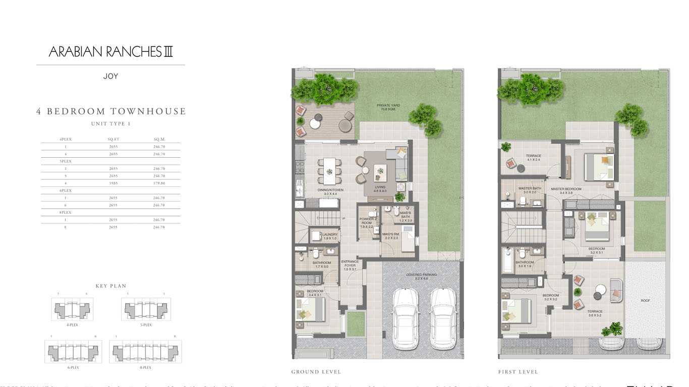 4 Bedroom Townhouses Unit Type 1, Size 2655 Sq Ft