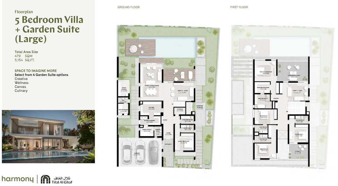 5 Bedroom, Garden Suite - Large Size 5154.00 sq ft