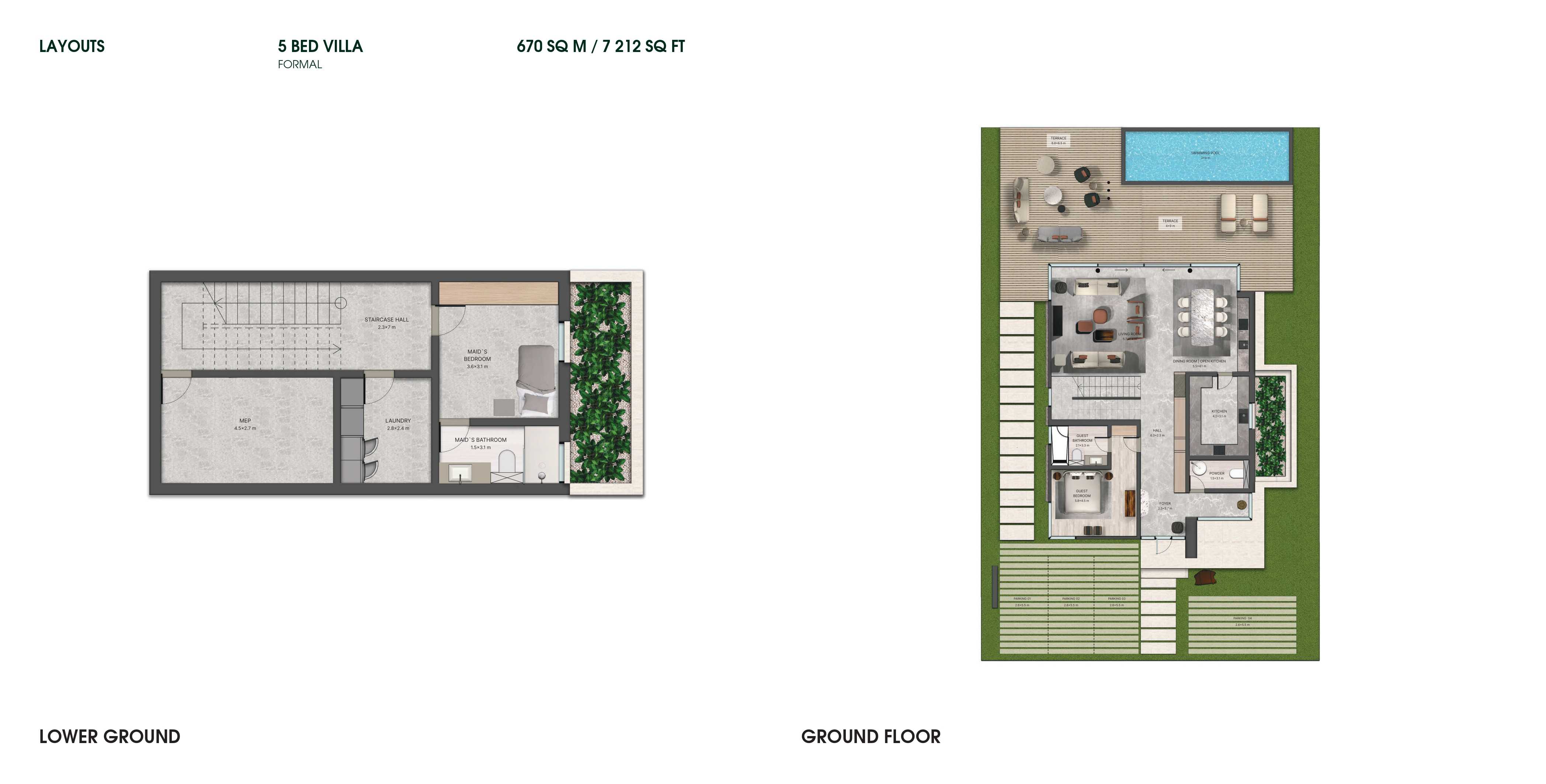 5BHK Villa Formal-Lower Ground - Ground Floor