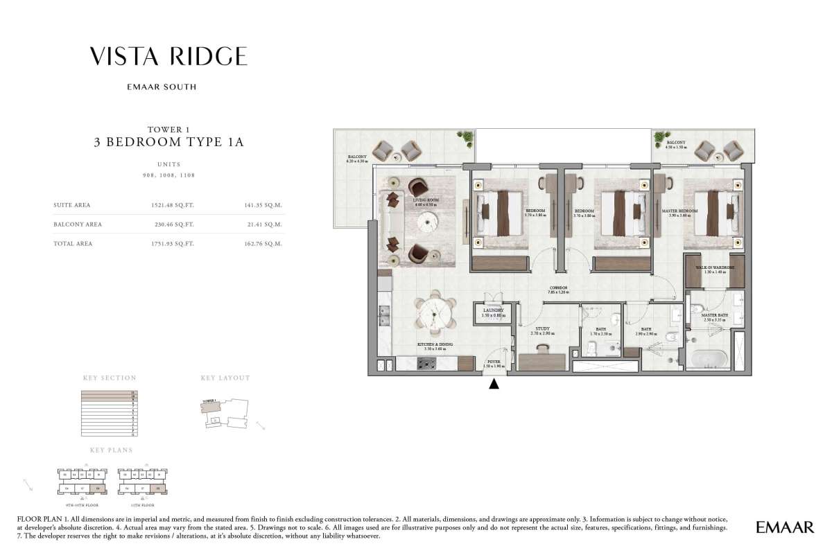 9th To 11th Floor (Type 1A, Unit 908-1108) - Tower 1