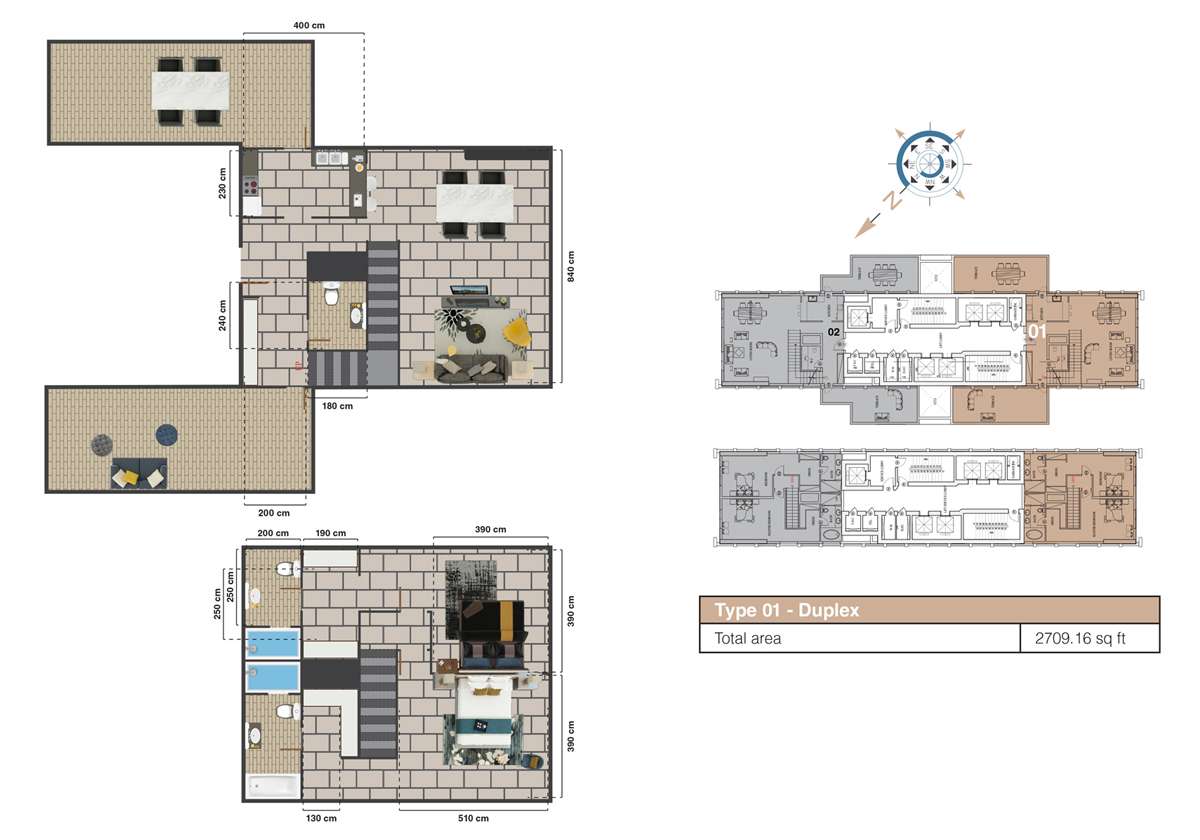 Duplex Type 1, Size 2709.16 sq.ft.