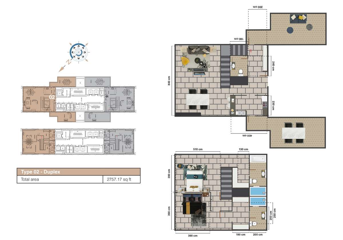 Duplex Type 2, Size 2757.17 sq.ft.