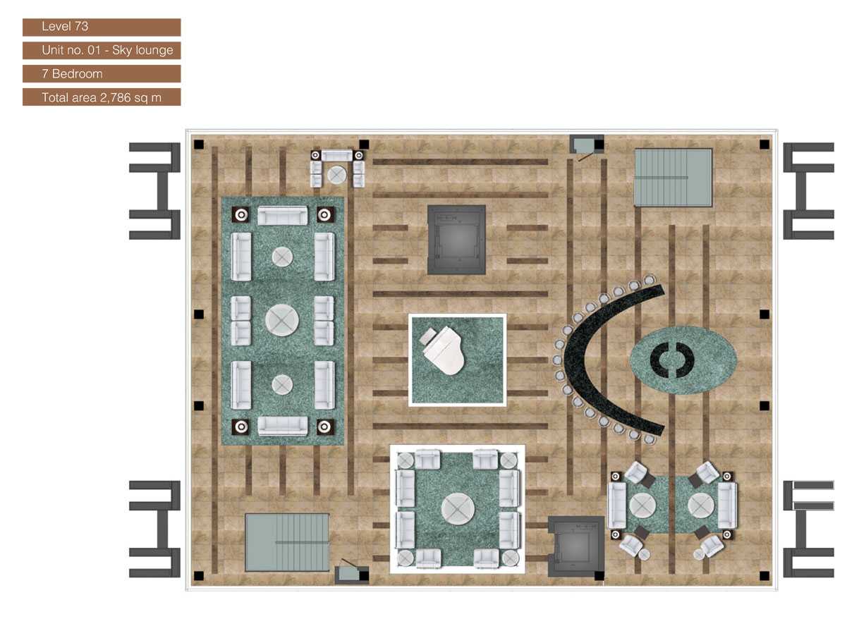 Level-73,Unit-no-1-Sky-Lounge-,7-Bedroom-,Size-2786-Sq m