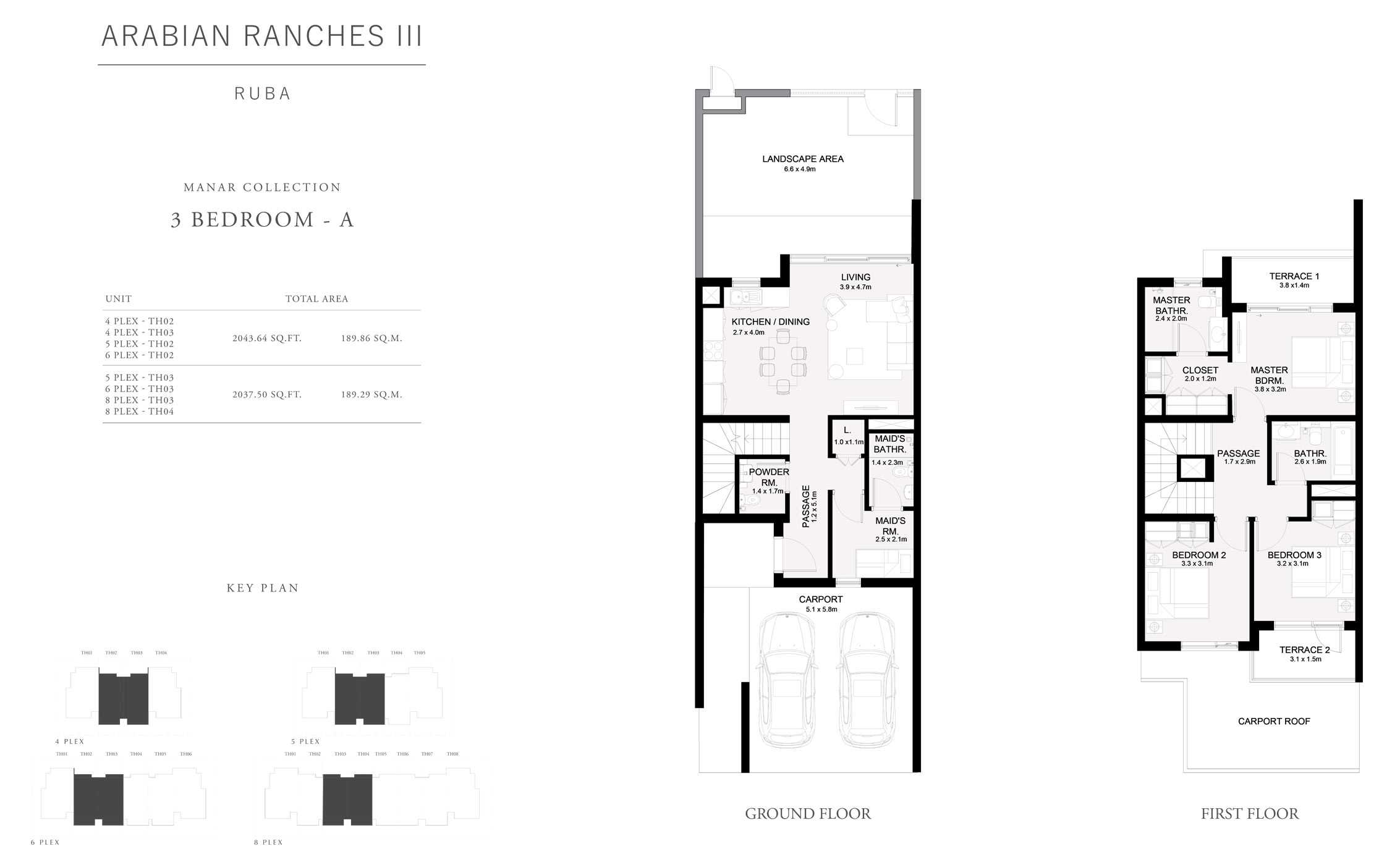 Manar Collection 3 Bedroom A, Size 2037 Sq Ft