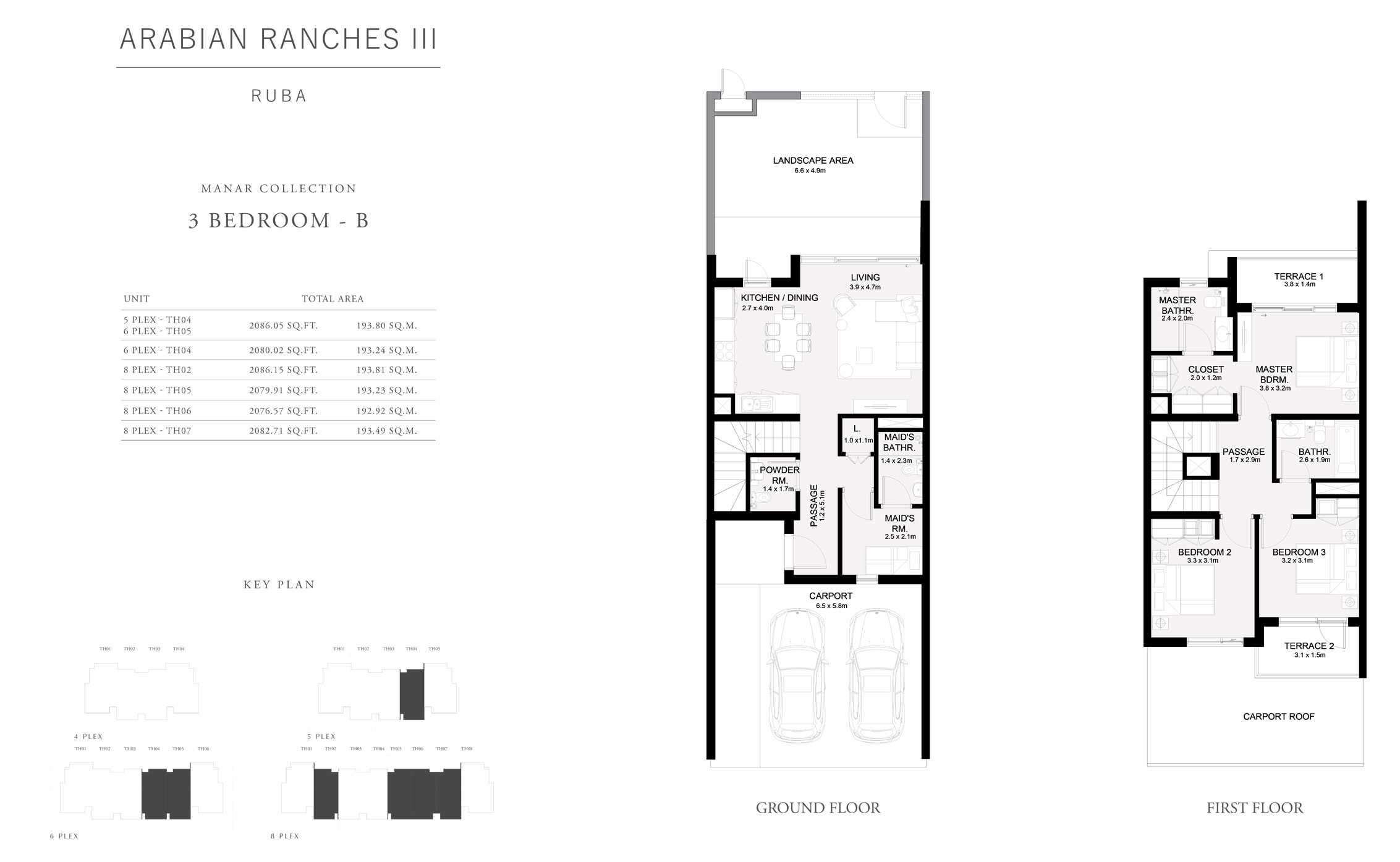 Manar Collection 3 Bedroom B, Size 2076 Sq Ft