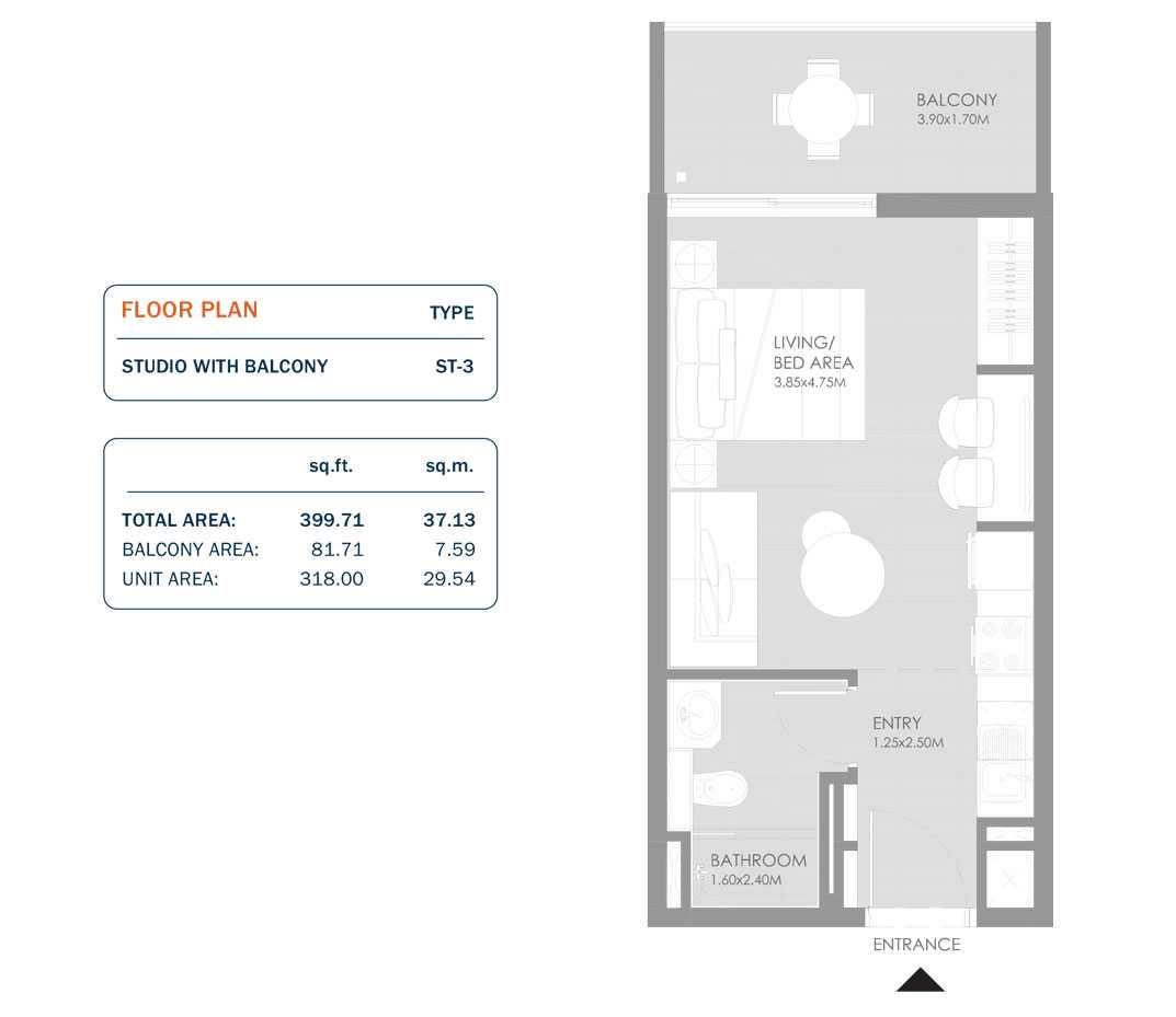 Studio, Size 399.71 Sq.ft