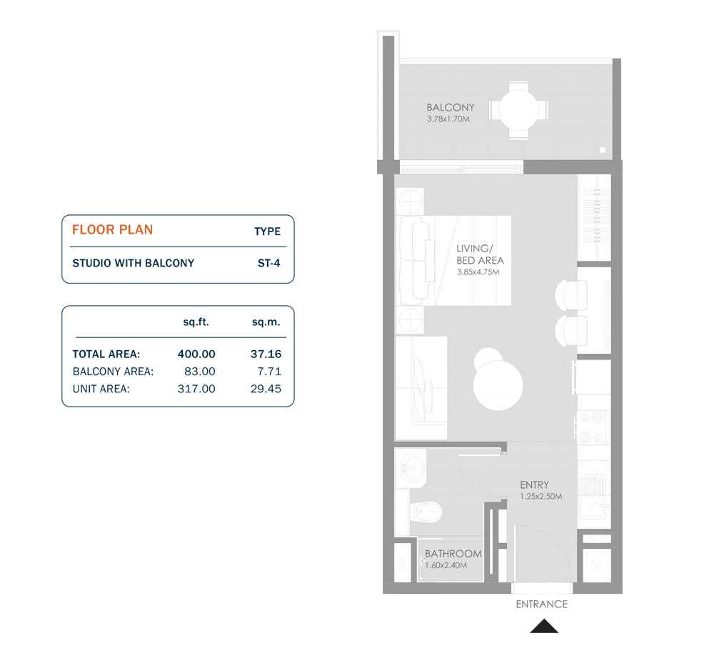 Studio, Size 400.00 Sq.ft