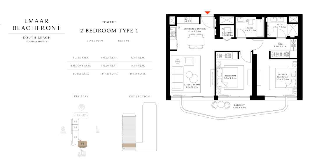Tower-1,-Type-1,-2-Bed,-Size-1147.43-sq.ft