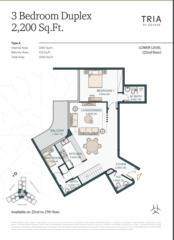 Type A , 3 Bedroom Duplex,Lower Level