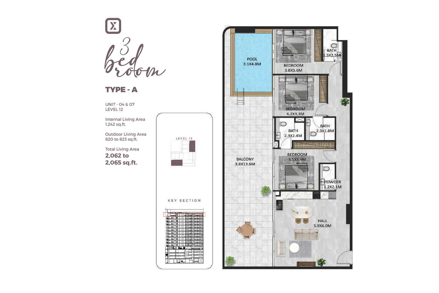 Type A, Unit 4 & 7, Level 12