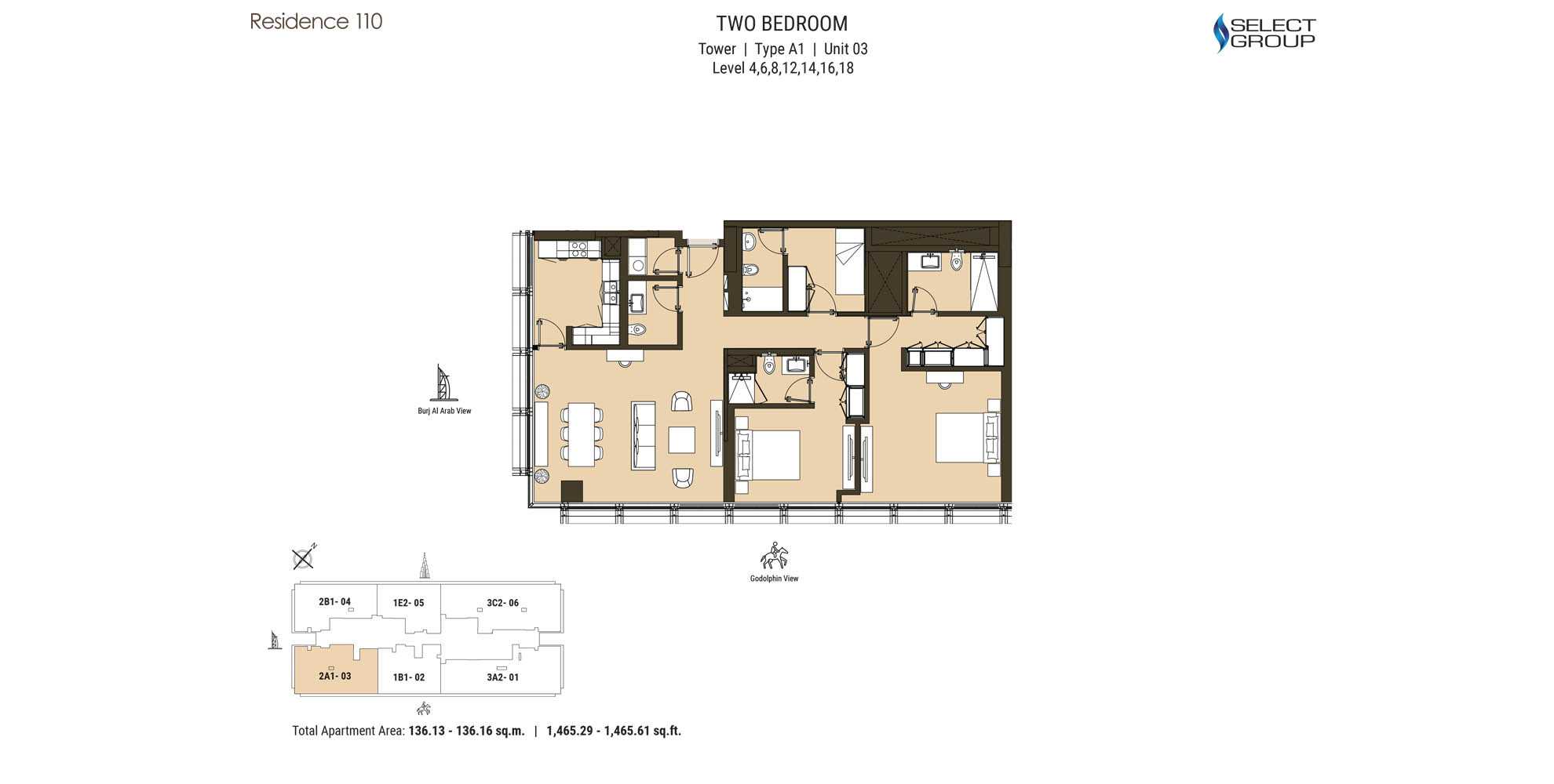Type A1, Unit 03, Level 04, 06, 08, 12, 14, 16, 18